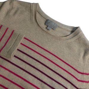 Pure 8/10 Long Sleeve Beige Striped Sweater 100%‎ Cashmere